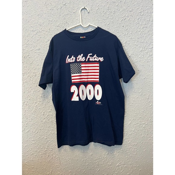 Vintage Fruit of the Loom into the Future Y2K 2000 Shirt 1999 - Clinton Bush XL - Picture 1 of 5